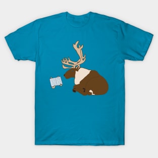 Reading Reindeer Caribou Animal Outdoors T-Shirt